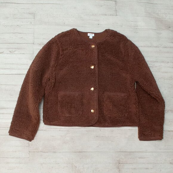 NWT J. Crew Sherpa Lady Jacket in Cocoa size L - Picture 2 of 13